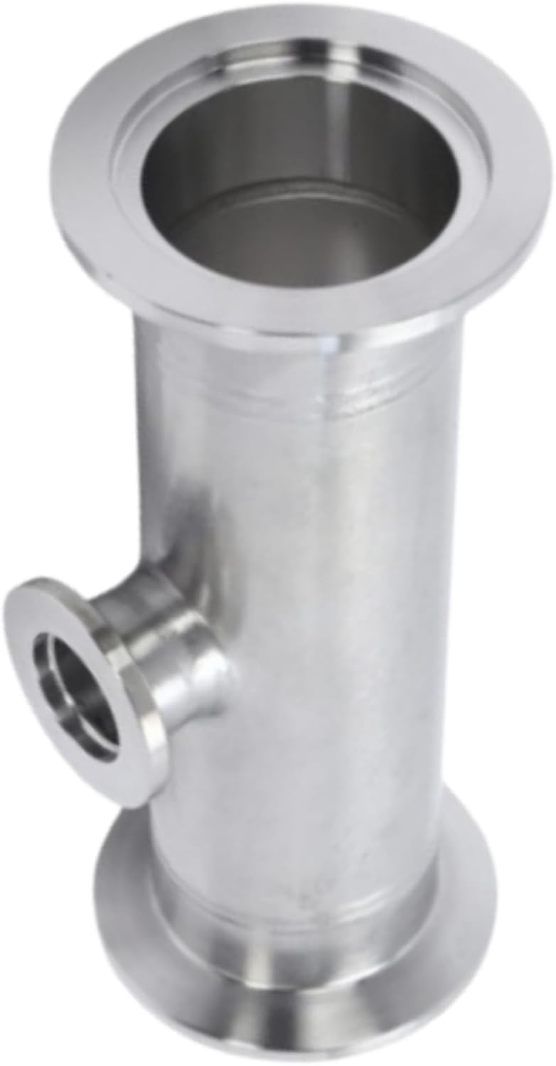 DEKADONS KF-40 to KF-16 3 Way Tee Reducer Vacuum Fittings, ISO-KF Flange Size NW-40 to NW-16 Outlet Quick-Install Reducing Fitting, Stainless Steel (KF-40 to KF-16) - Image 1